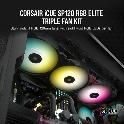 Corsair SP120 iCUE RGB LED ELITE Performance 120mm PWM Black Case Fan