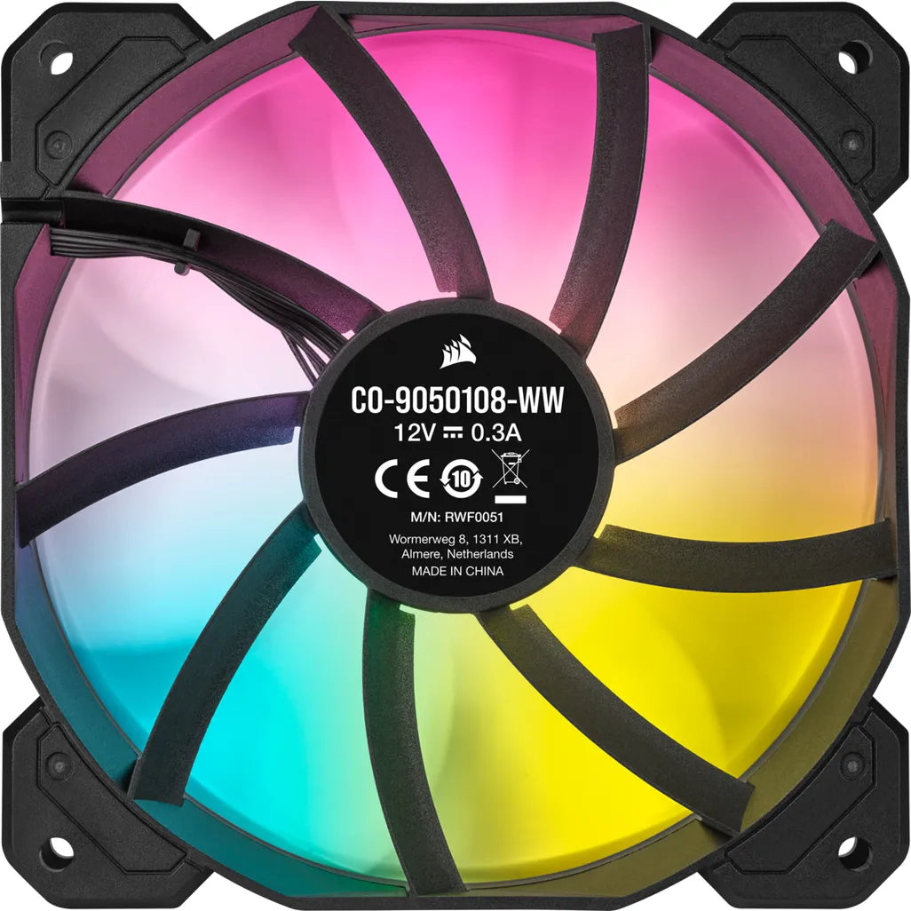 Corsair SP120 iCUE RGB LED ELITE Performance 120mm PWM Black Case Fan