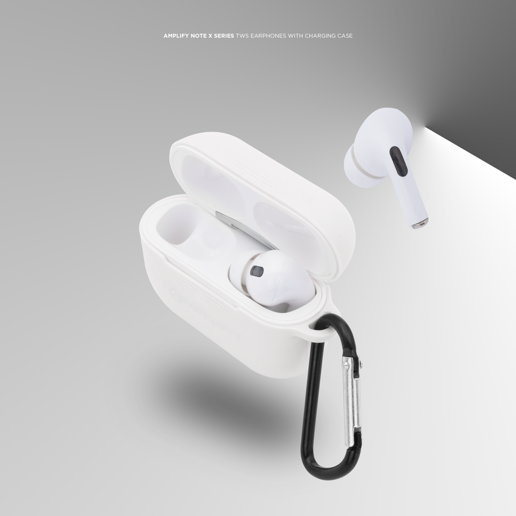 Amplify Note X Series TWS Earphones + Charging Case - White Case + White Cover