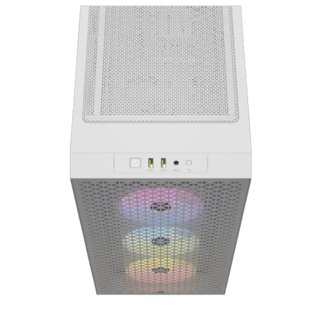 Corsair 3000D RGB AIRFLOW Clear Tempered Glass White Steel ATX Mid-Tower Desktop Chassis