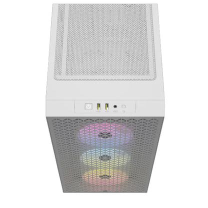 Corsair 3000D RGB AIRFLOW Clear Tempered Glass White Steel ATX Mid-Tower Desktop Chassis