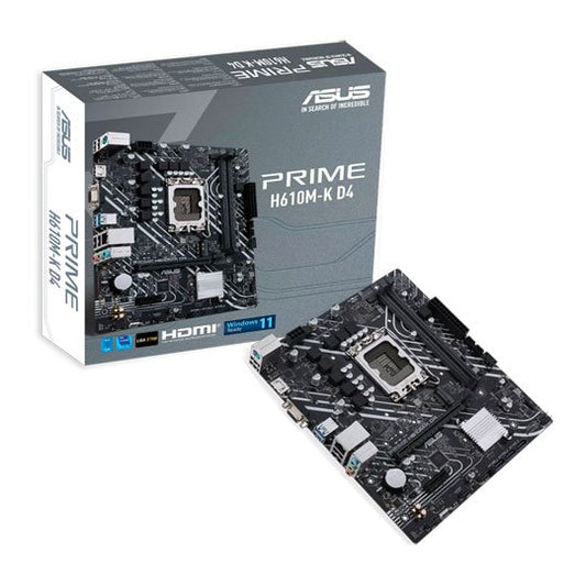 ASUS PRIME H610M-K D4 Intel H610 Socket Alder Lake LGA 1700 Micro-ATX Desktop Motherboard