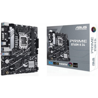 ASUS PRIME B760M-K D4 Intel B760 Raptor Lake Socket LGA 1700 Micro-ATX Desktop Motherboard