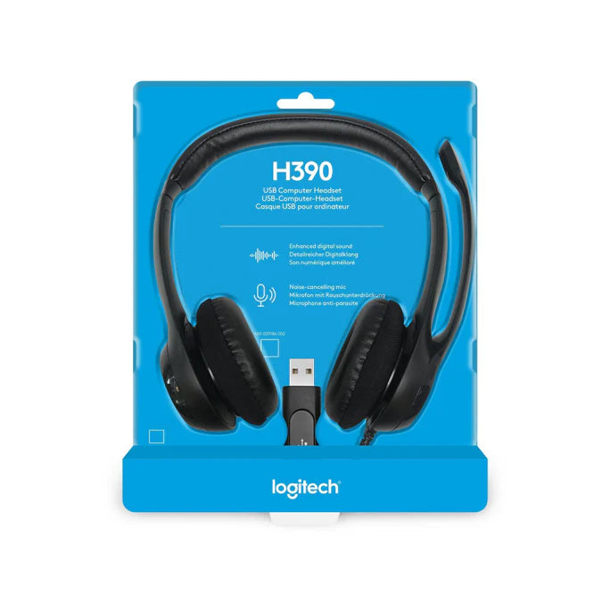 Logitech H390 USB-A Headset with Noise-Cancelling Mic Black