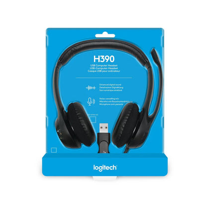 Logitech H390 USB-A Headset with Noise-Cancelling Mic Black