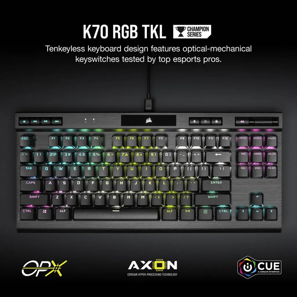 Corsair K70 RGB TKL Champion Corsair OPX Optical-Mechanical Gaming Keyboard