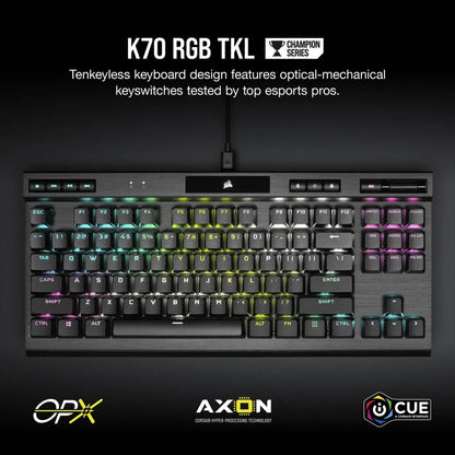 Corsair K70 RGB TKL Champion Corsair OPX Optical-Mechanical Gaming Keyboard