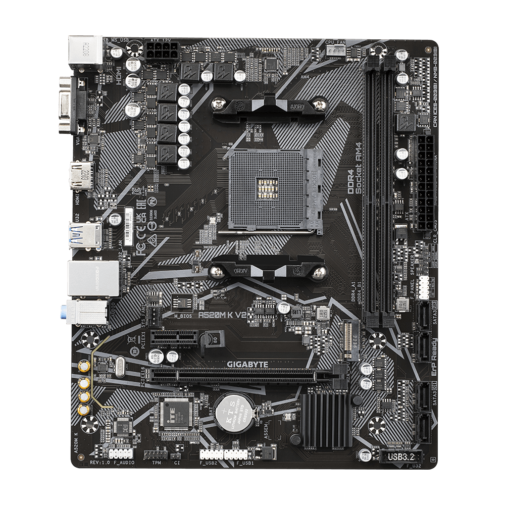 Gigabyte A520M K V2 AMD A520 Socket AM4 Micro-ATX Desktop Motherboard