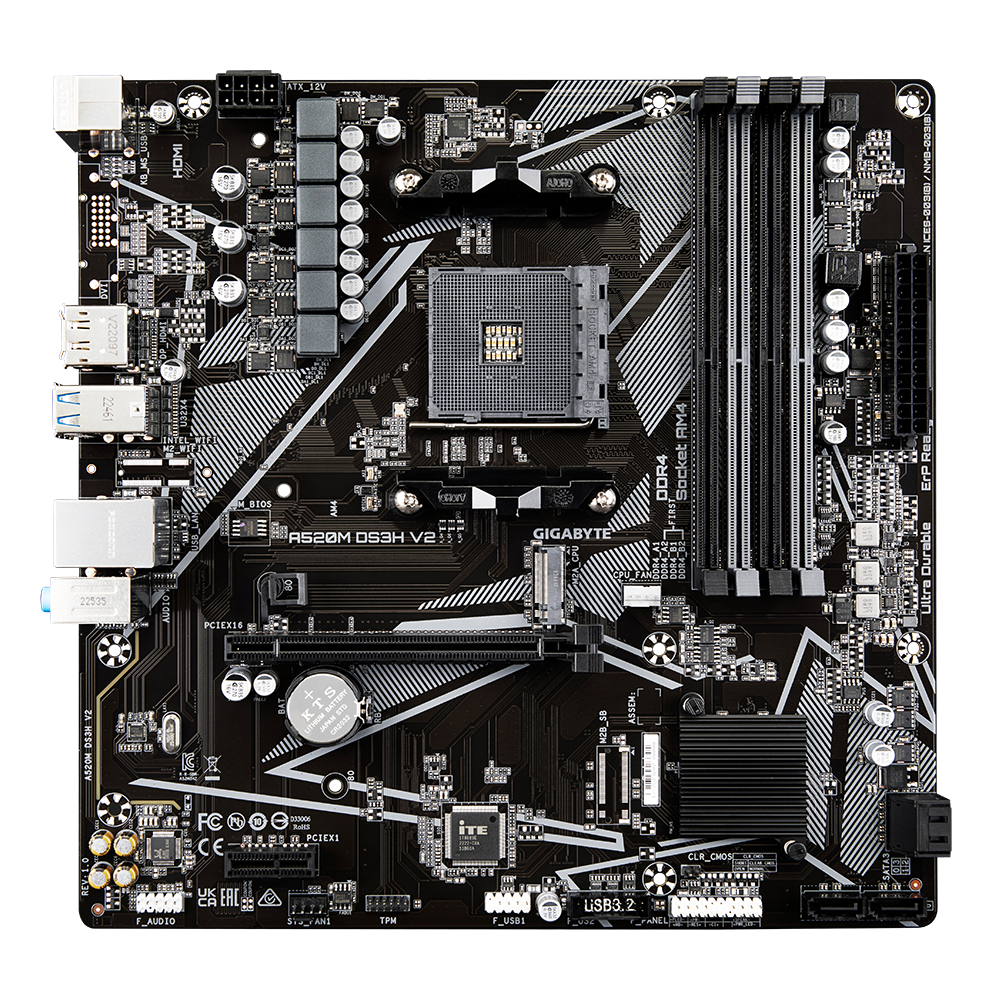Gigabyte A520M DS3H V2 AMD A520 Ryzen Socket AM4 Micro-ATX Desktop Motherboard