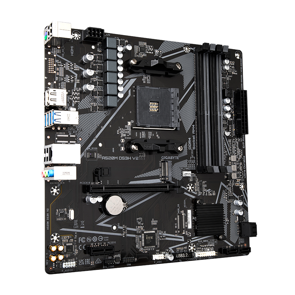 Gigabyte A520M DS3H V2 AMD A520 Ryzen Socket AM4 Micro-ATX Desktop Motherboard