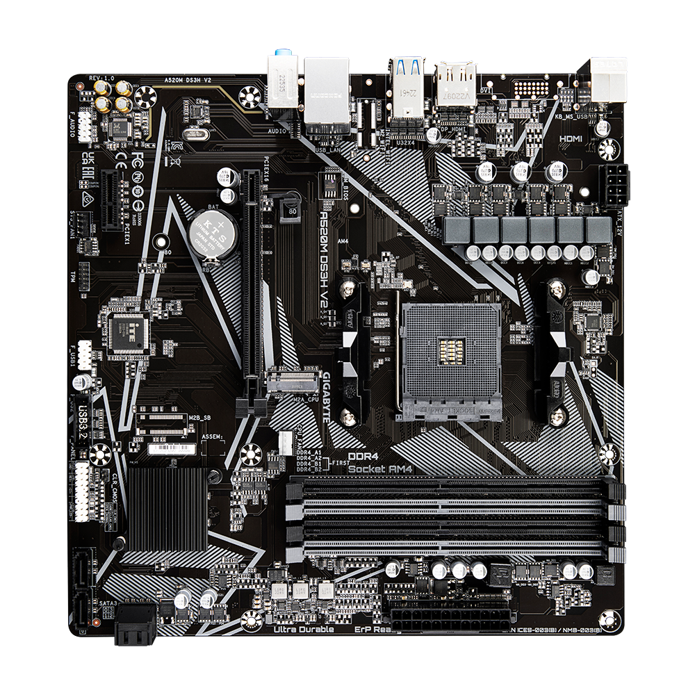 Gigabyte A520M DS3H V2 AMD A520 Ryzen Socket AM4 Micro-ATX Desktop Motherboard