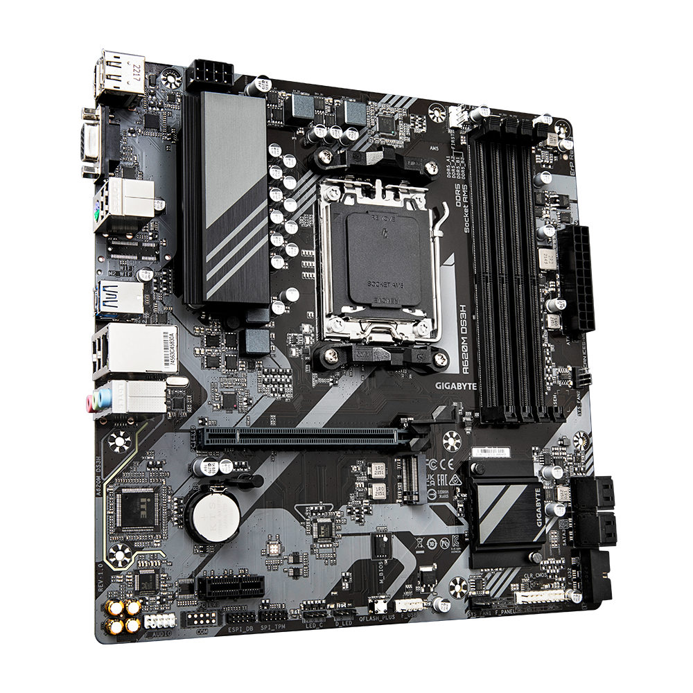 Gigabyte A620M-DS3H-rev-10 A620M DS3H AMD A620 Ryzen Socket AM5 Micro-ATX Desktop Motherboard