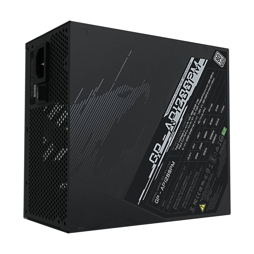 Gigabyte AORUS GP-AP1200PM 1200w 80+ Platinum Fully Modular ATX, RGB with LCD Display Power Supply