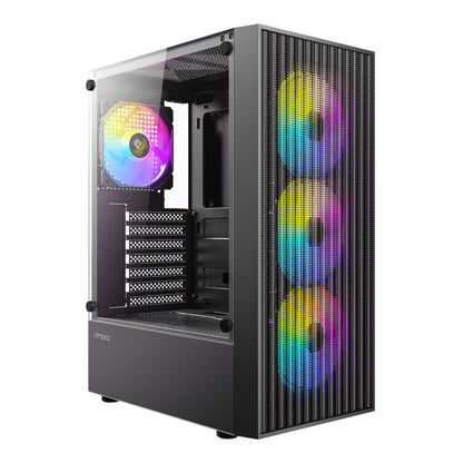 Antec AX27 RGB ELITE Tempered Glass Black Fixed-Mode RGB ATX Mid-Tower Desktop Chassis