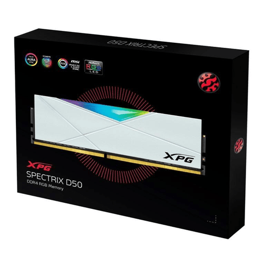 Adata XPG SPECTRIX D50 RGB 16GB (1x16GB) DDR4-3600MHz CL18 1.35V White Desktop Memory