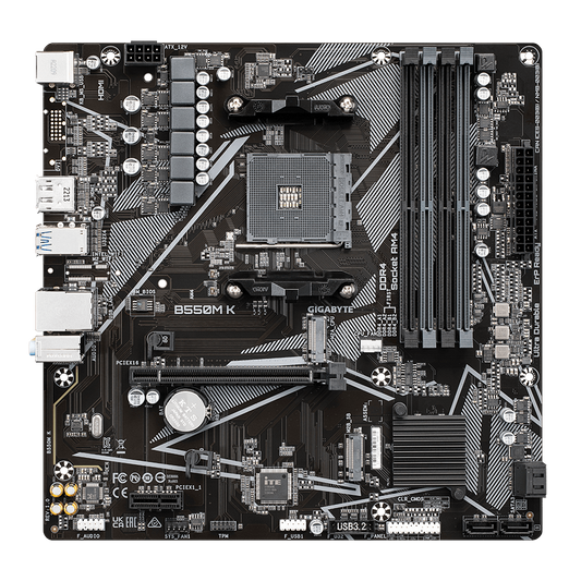 Gigabyte B550M K Ultra Durable B550M-K-rev-10 AMD B550 Ryzen Socket AM4 Micro-ATX Desktop Motherboard