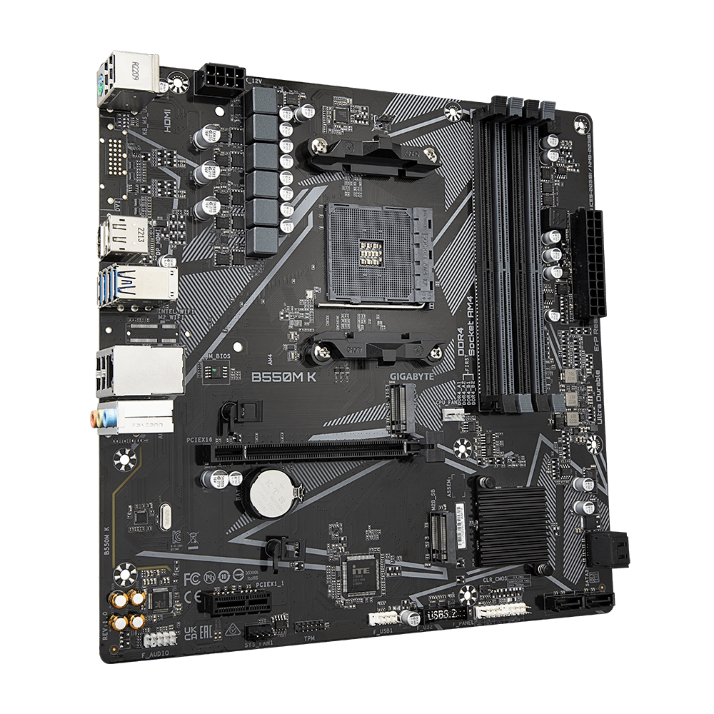 Gigabyte B550M K Ultra Durable B550M-K-rev-10 AMD B550 Ryzen Socket AM4 Micro-ATX Desktop Motherboard