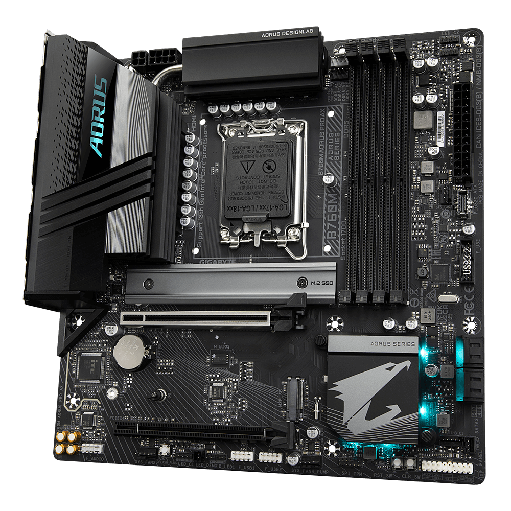 Gigabyte GA-B760M-AORUS-PRO-AX B760M AORUS PRO AX DDR5 WiFi Intel B760 Raptor Lake LGA 1700 Micro-ATX Desktop Motherboard