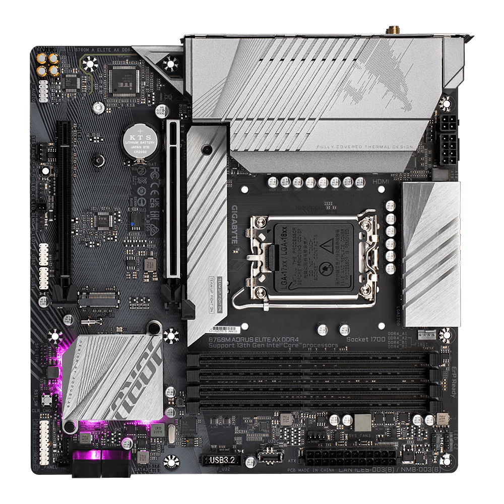 Gigabyte B760M AORUS ELITE WIFI6E DDR4 GEN5 Intel B760 LGA 1700 Raptor Lake Micro-ATX Desktop Motherboard