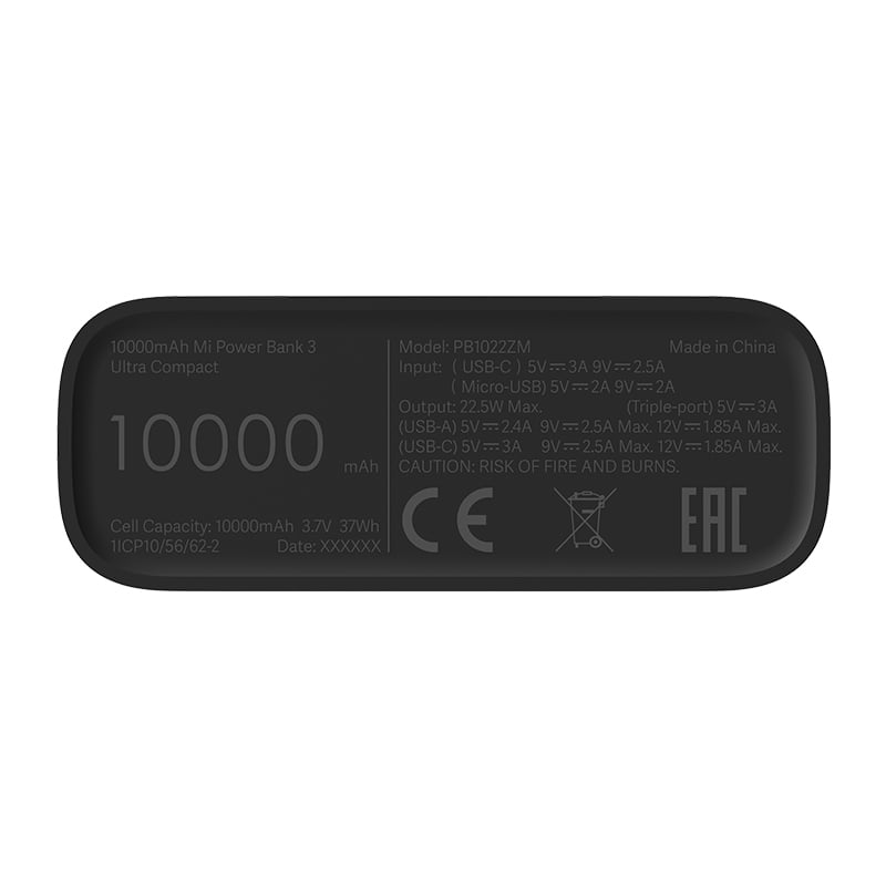 Xiaomi 10000mAh Mi Power Bank 3 Ultra Compact – Black