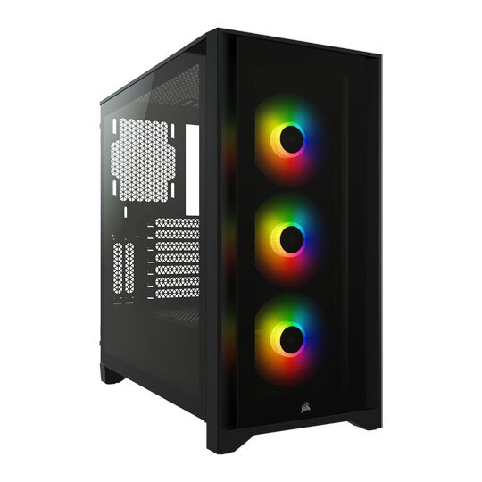 Corsair iCUE 4000X RGB Tempered Glass Black Steel ATX Mid Tower Desktop Chassis