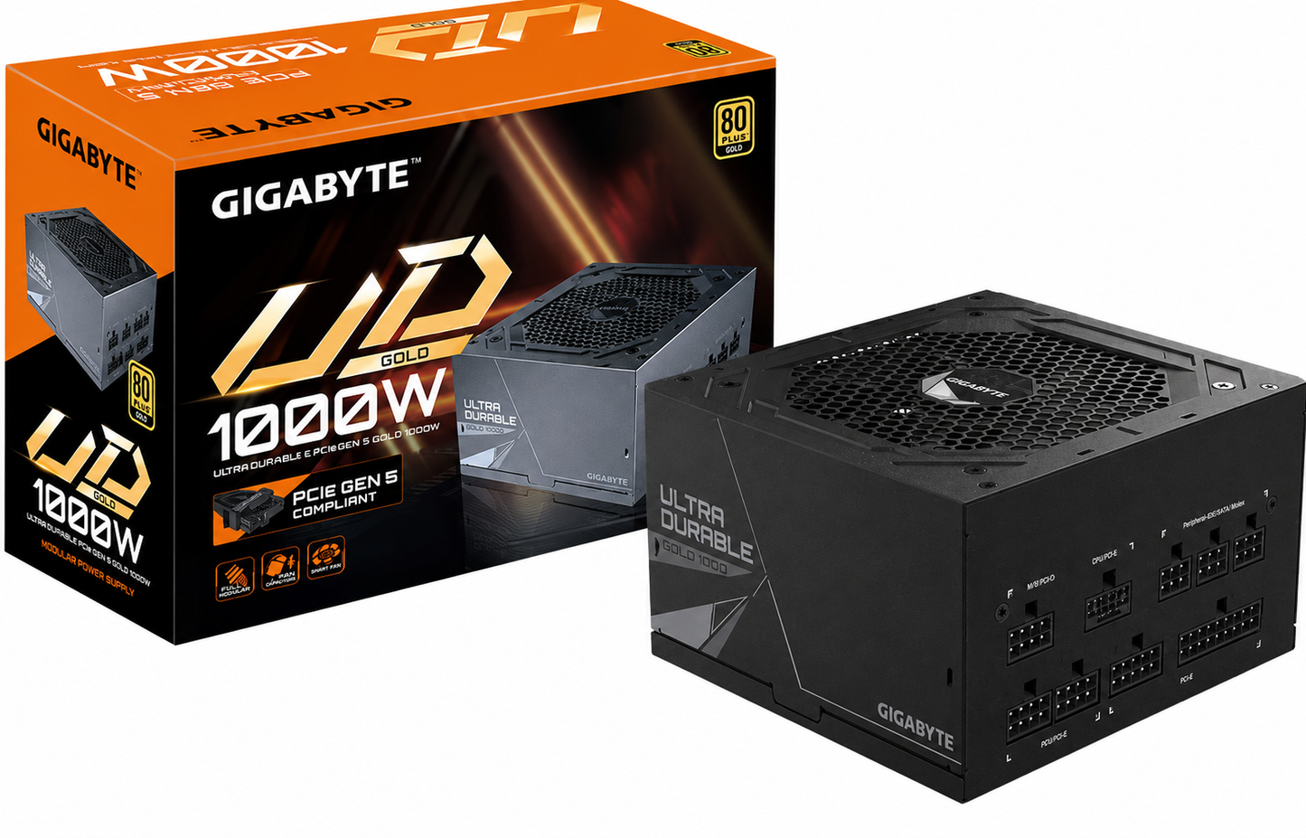 Gigabyte 1000W PCIe 5.0 12VHPWR 80 Plus Gold Fully Modular Black ATX Desktop Power Supply