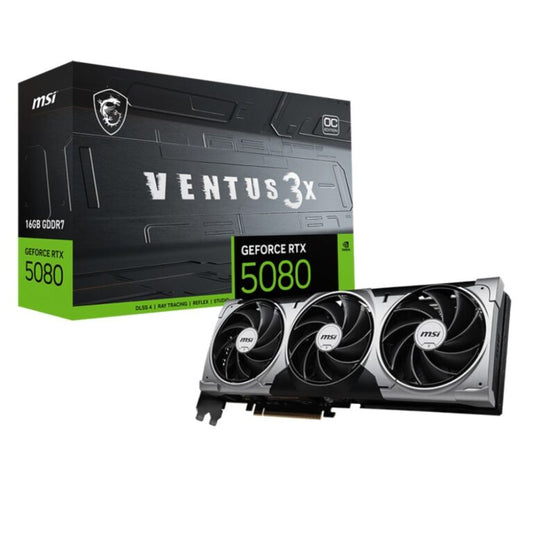 MSI GeForce RTX 5080 VENTUS 3X OC 16GB GDDR7 256-bit PCIe 5.0 Desktop Graphics Card