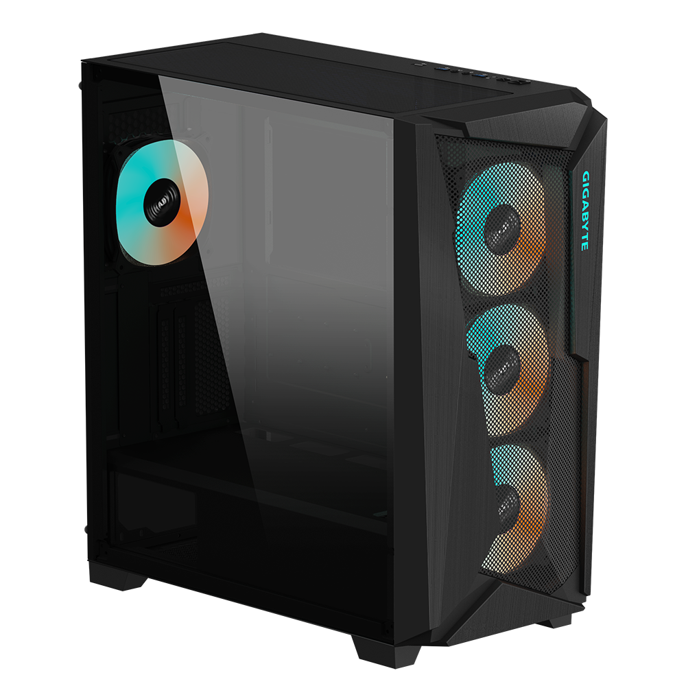 Gigabyte C301 GLASS V2 Clear Tempered Glass Mesh Steel Black ATX Mid-Tower Desktop Chassis