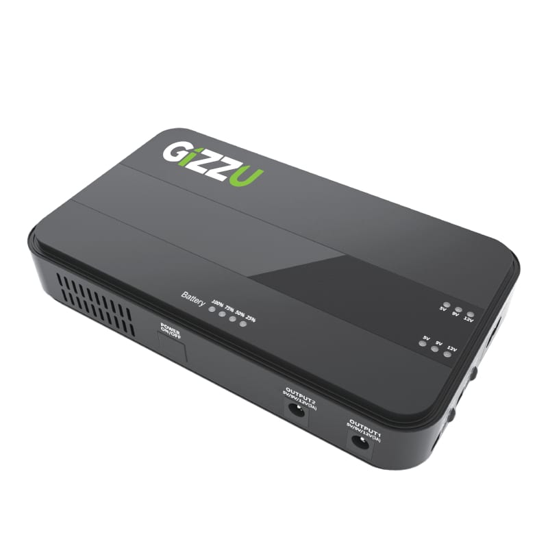 GIZZU 36W 32Wh 8800mAh Mini Dual DC UPS Lithium – Black