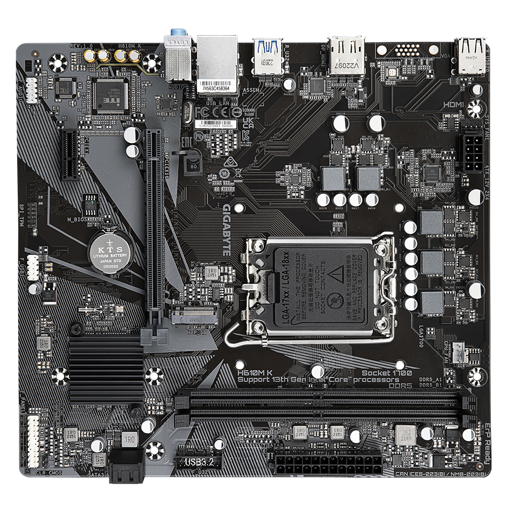 Gigabyte H610M K Ultra Durable DDR4 H610M-K-DDR4 Intel H610 LGA 1700 Raptor Lake Micro-ATX Desktop Motherboard