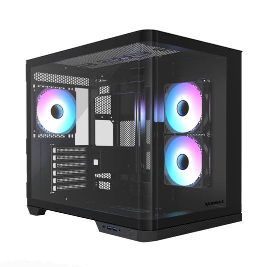 Raidmax I630 ATX | Micro-ATX | ITX ARGB Mid-Tower Dual Chamber Curved Glass Gaming Chassis – Black