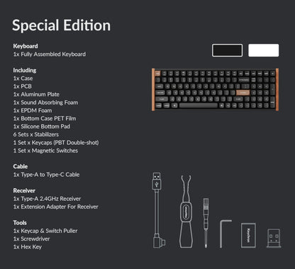 Keychron K4 HE 96% Magnetic Switch Hot-Swap RGB Wireless Keyboard – White (Wood + Aluminium)