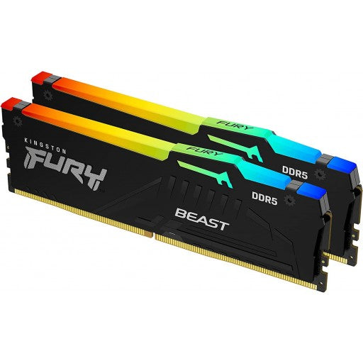 Kingston Fury Beast RGB 16GB(2x8GB) DDR5-5600MHz CL36 1.25V Black Desktop Memory