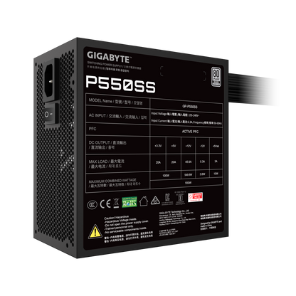 Gigabyte GP-P550SS 550W 80 PLUS Silver Non-Modular ATX 3.0 Power Supply