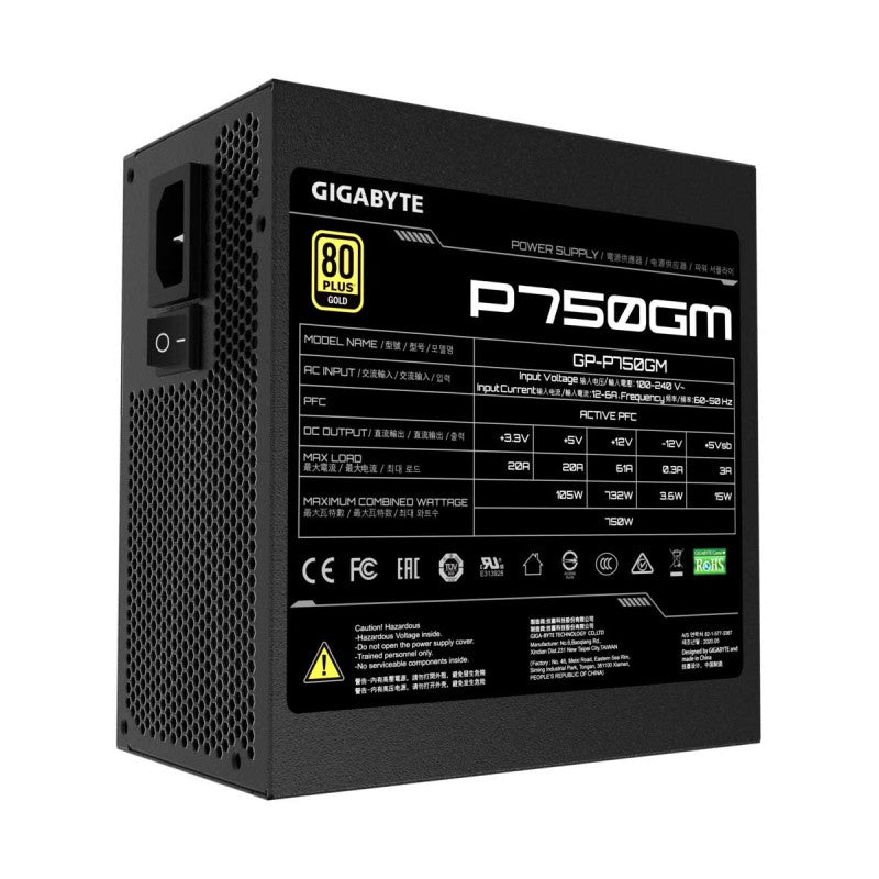 Gigabyte P750GM 750W 80 Plus Gold Certified Fully-Modular Desktop Power Supply