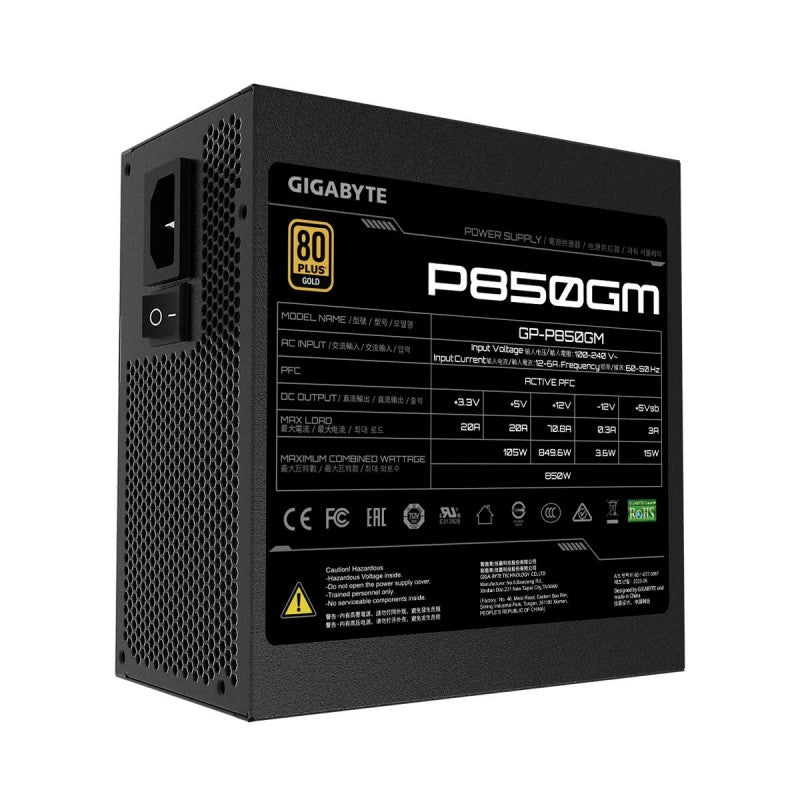 GIGABYTE GP-P850GM 80+ Gold Fully Modular 850W 20+4 pin ATX Power Supply