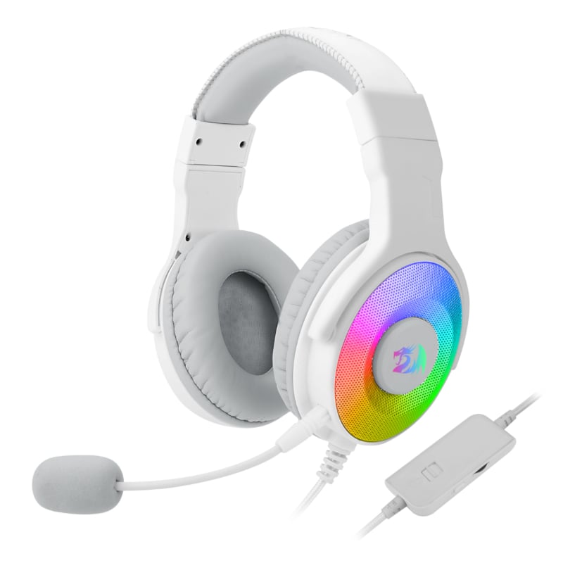 REDRAGON Over-Ear PANDORA USB (Power Only)|Aux (Mic & Headset) RGB Gaming Headset – White