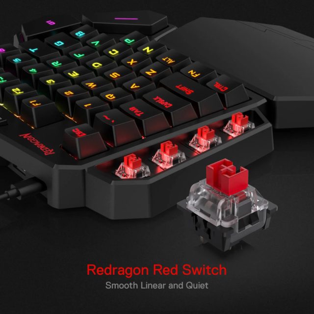 REDRAGON Diti Elite Pro One-Handed RGB Wireless Mechanical Gaming Keyboard – Black