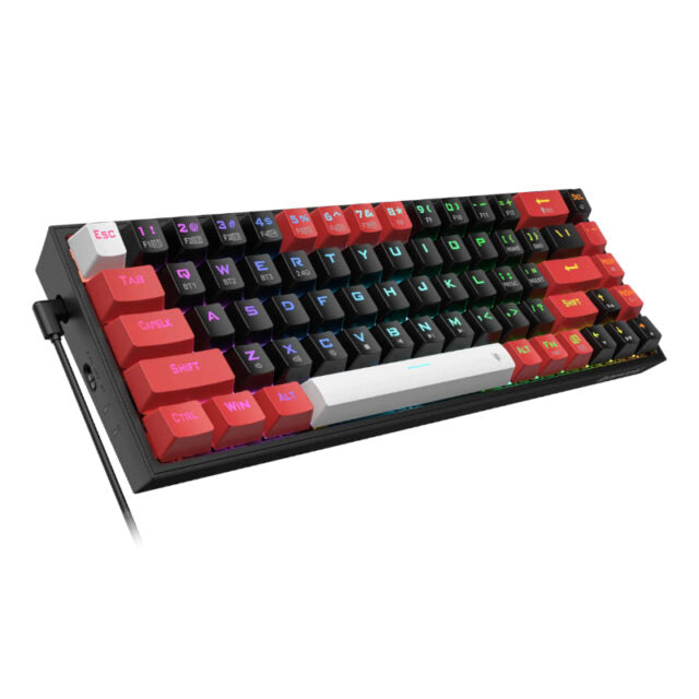 REDRAGON Castor Pro 68Key Wireless Red-Black-White KeyCap Bluetooth RGB Red Switch – Black-Red