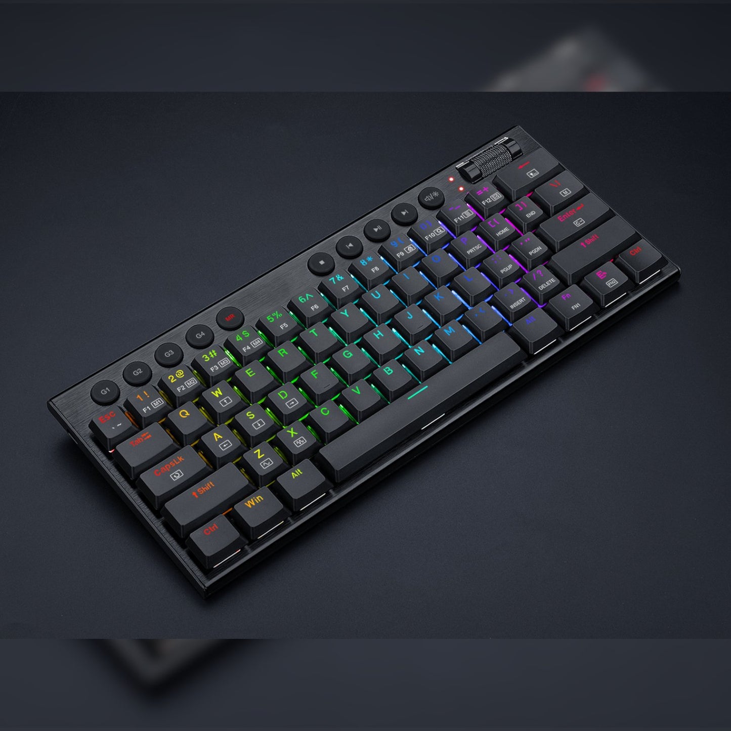 REDRAGON Horus Mini 61Key Red Switch RGB Low Profile Gaming Mechanical Keyboard – Black