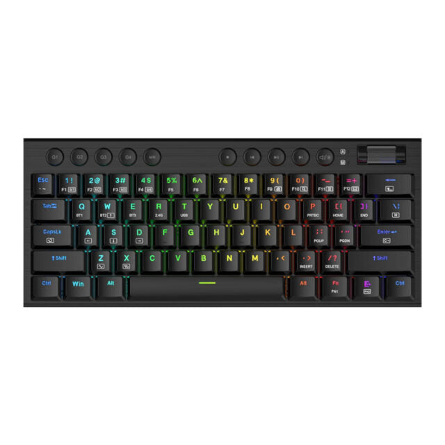 REDRAGON Horus Mini Pro 61Key Wireless Bluetooth Red Switch RGB Low Profile Gaming Mechanical Keyboard – Black