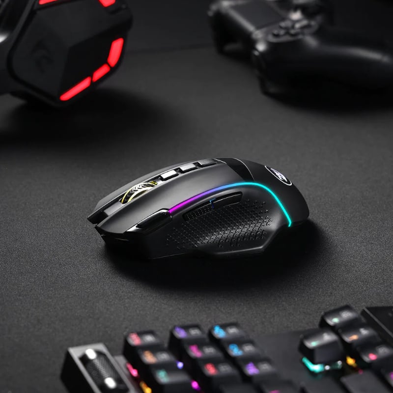 REDRAGON Enlighten 19000DPI RGB Wireless Gaming Mouse – Black