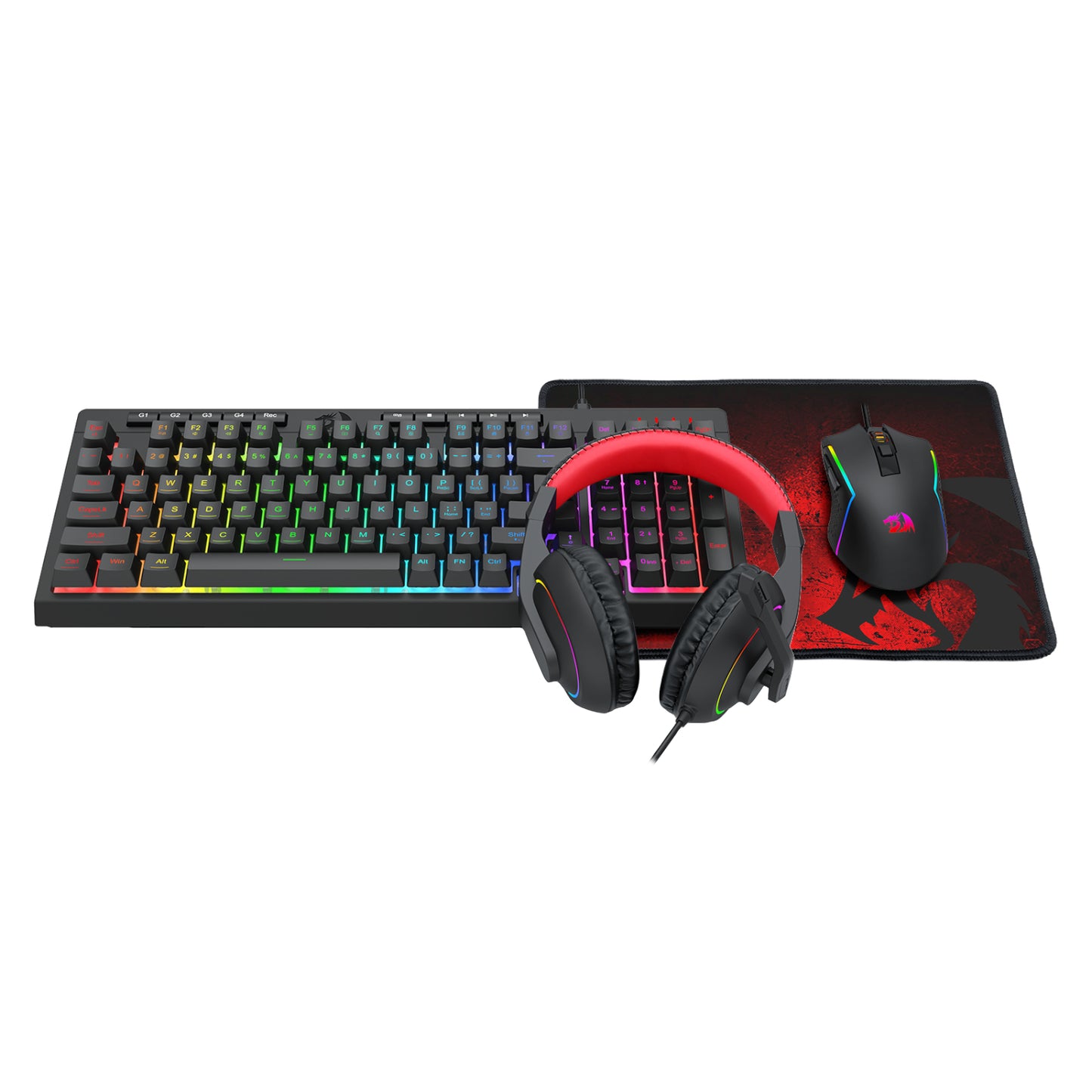 Redragon 4-in-1 Keyboard - Mouse - Mousepad - RGB Headset Gaming Combo
