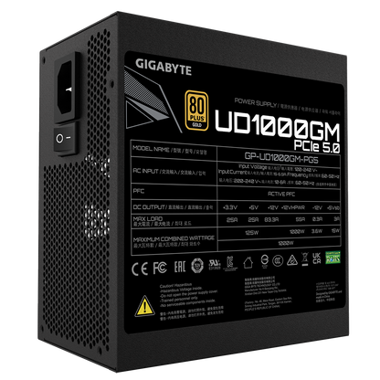 Gigabyte 1000W PCIe 5.0 12VHPWR 80 Plus Gold Fully Modular Black ATX Desktop Power Supply