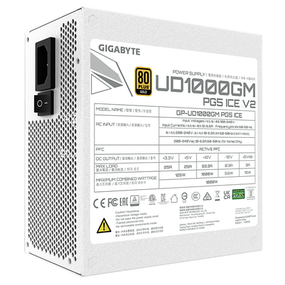 Gigabyte ICE 1000W PCIe 5.0 12VHPWR 80 Plus Gold Fully Modular ATX Desktop Power Supply