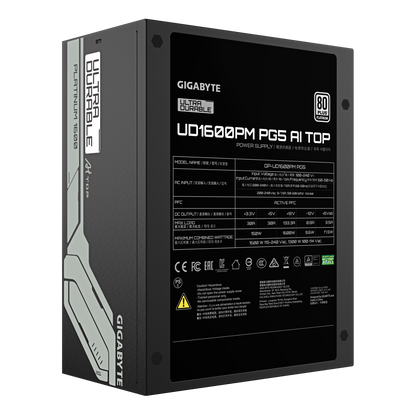 Gigabyte UD1600PM PG5 AI TOP 80 PLUS Platinum Fully Modular PCIe 5.1 12VHPWR 12V-2x6 ATX 3.1 PSU, 1600w