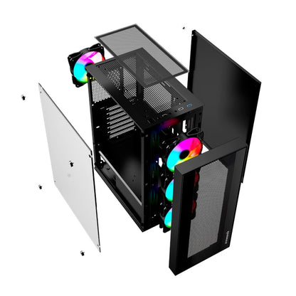 Raidmax V1000TBS ATX | Micro-ATX | Mini-ITX ARGB Mid-Tower Gaming Chassis – Black