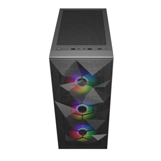 Raidmax V151TBS Vector V151 Static RGB Tempered Glass Steel Mesh Black ATX Mid-Tower Desktop Chassis