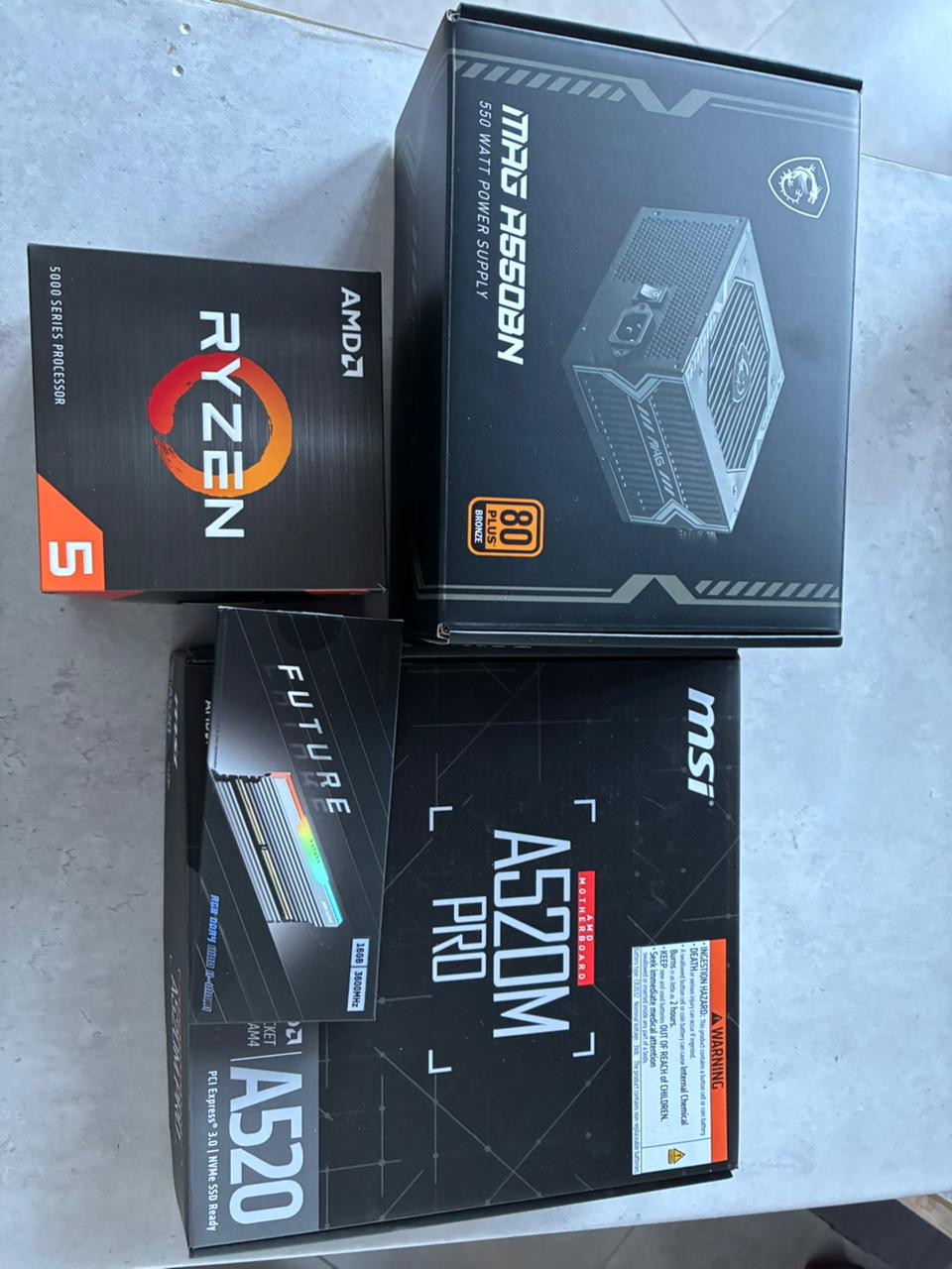Ryzen 5 5500 / MSI A520M / 16GB 3600MHz RGB / MSI PAG PANO M110A Gaming Chassis / MSI MAG 550W 80 PLUS Bronze / 500GB M.2 / Just Add GPU