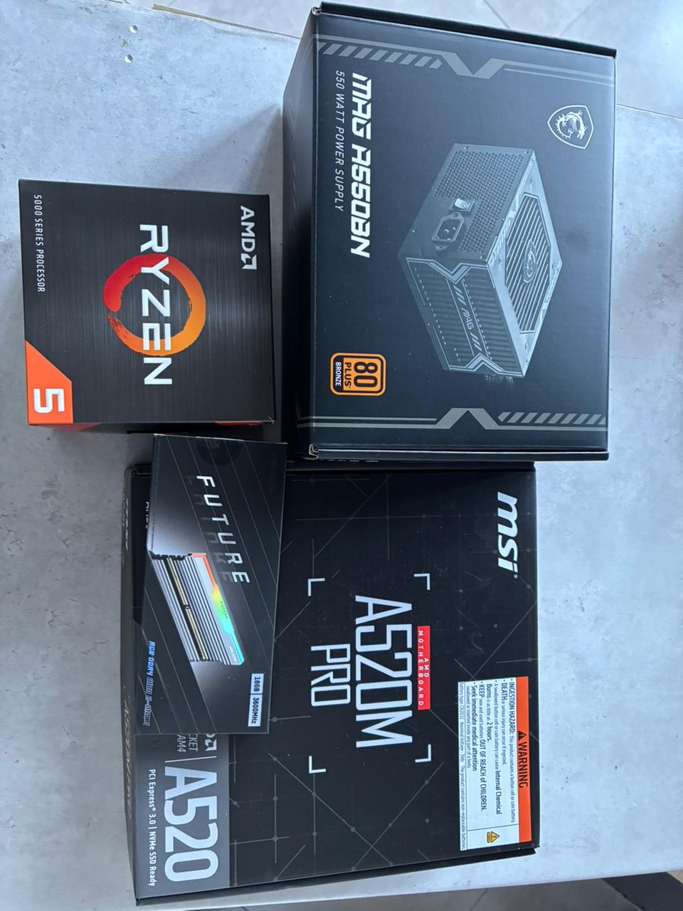 Ryzen 5 5500 / MSI A520M / 16GB 3600MHz RGB / MSI PAG PANO M110A Gaming Chassis / MSI MAG 550W 80 PLUS Bronze / 500GB M.2 / Just Add GPU